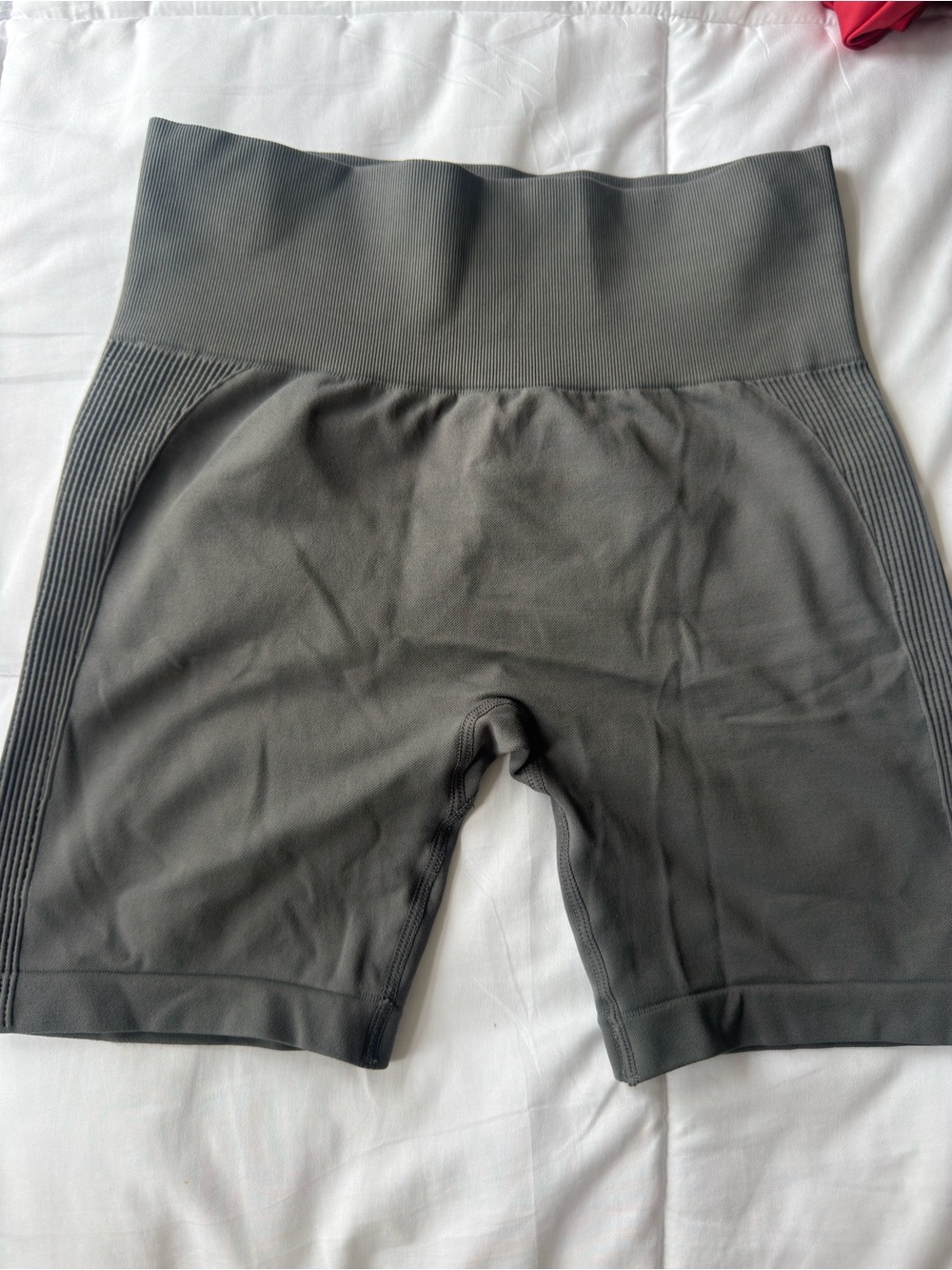 High-Waist Seamless Athletic Bike Shorts in Dark Gray